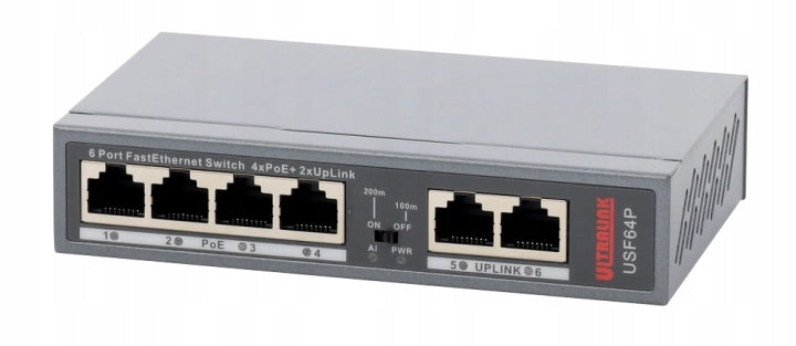 4+2 PoE Switch, 4 PoE+ Ports 100Mbps, 2xUPLINK, 60W USF64P Ultralink Power