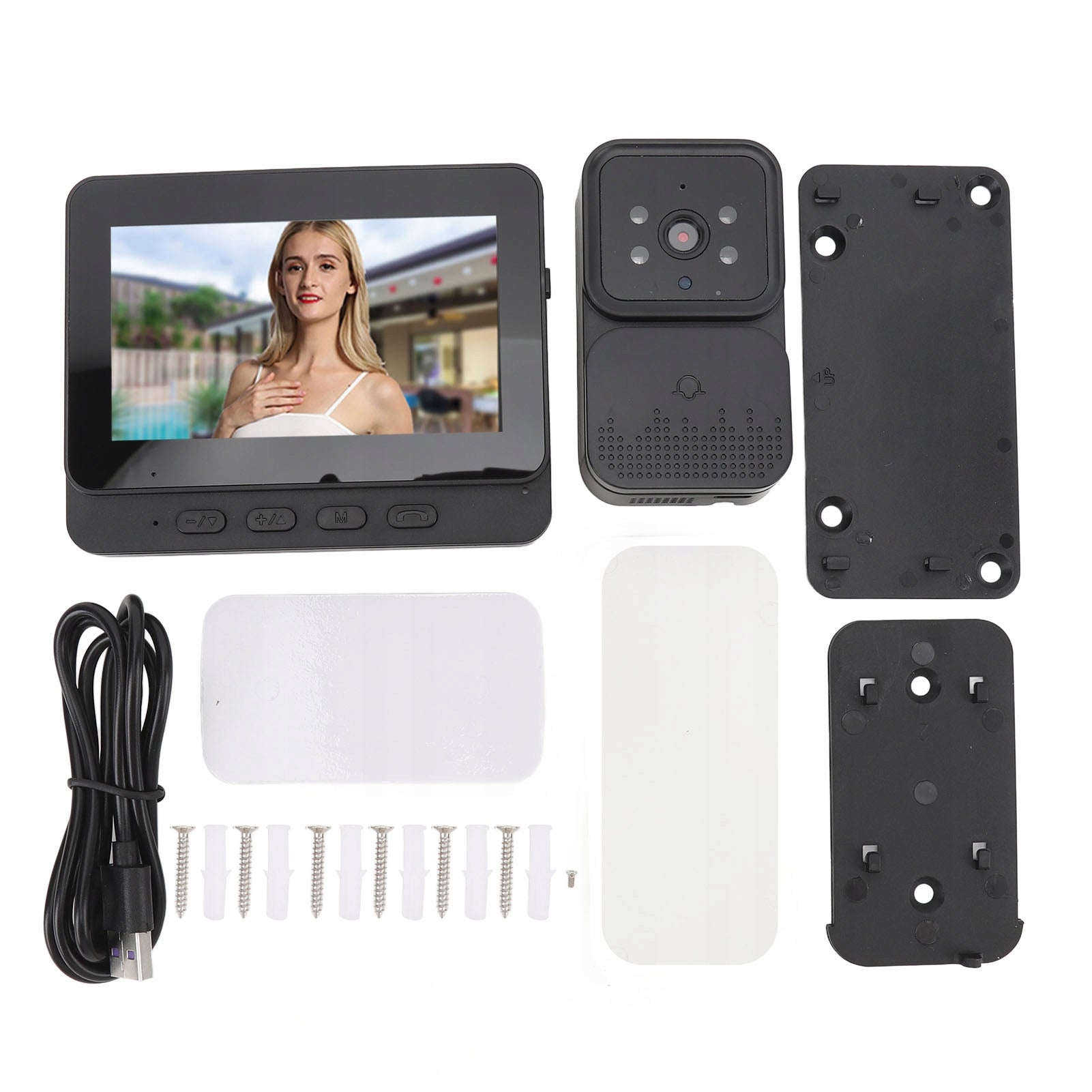 4,3 inch 1080P HD 70 degree AH color screen video doorbell system