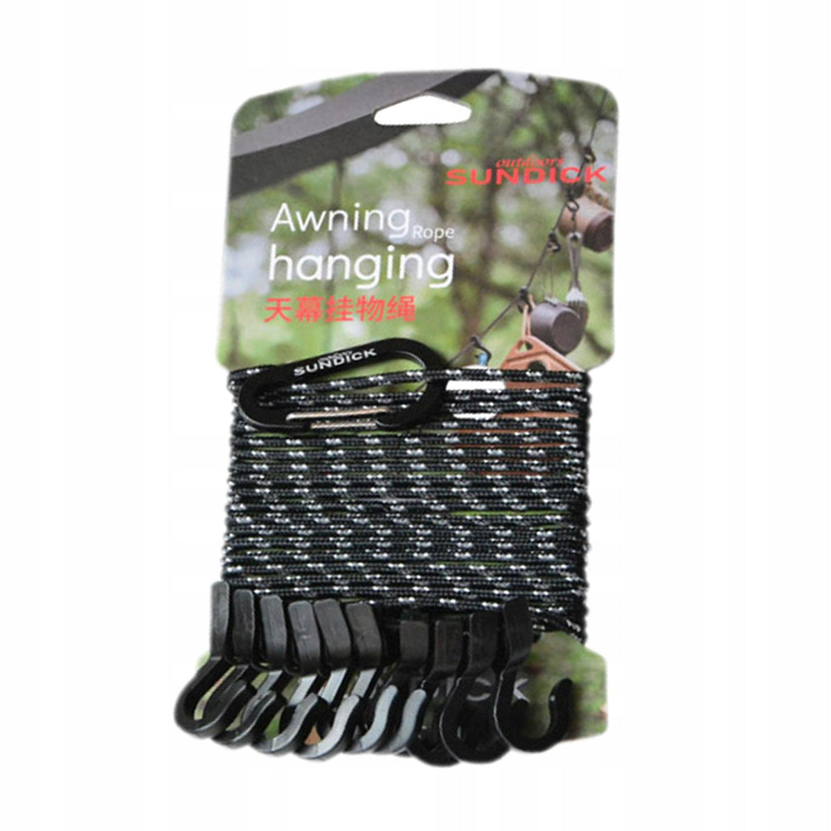 4.5m Awning Hanging Rope with Clips Hook Outdoor Hanging Rope for Black Brand no brand