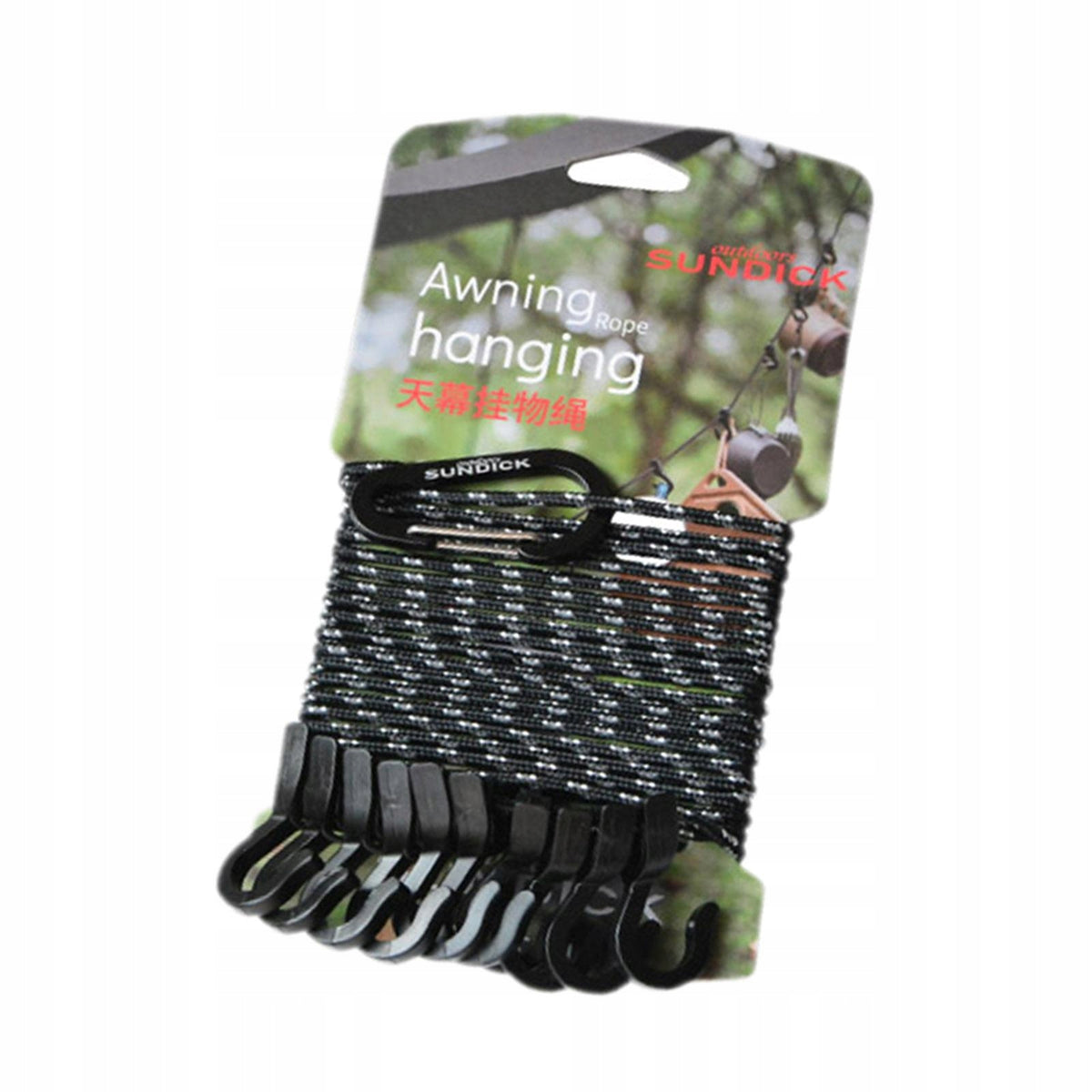 4.5m Awning Hanging Rope with Clips Hook Outdoor Hanging Rope for Black