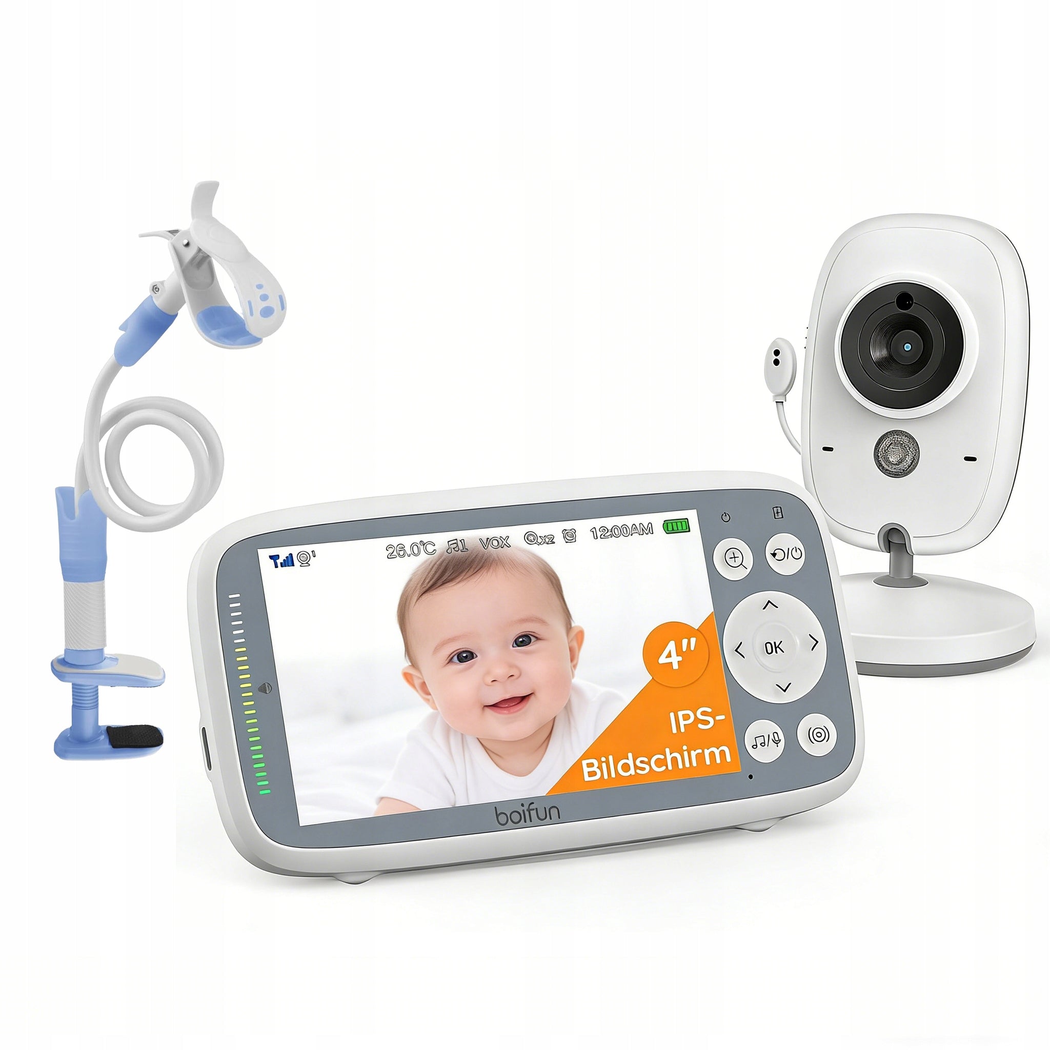 4" Baby Monitor with Camera and Night Vision Function with Clip Holder