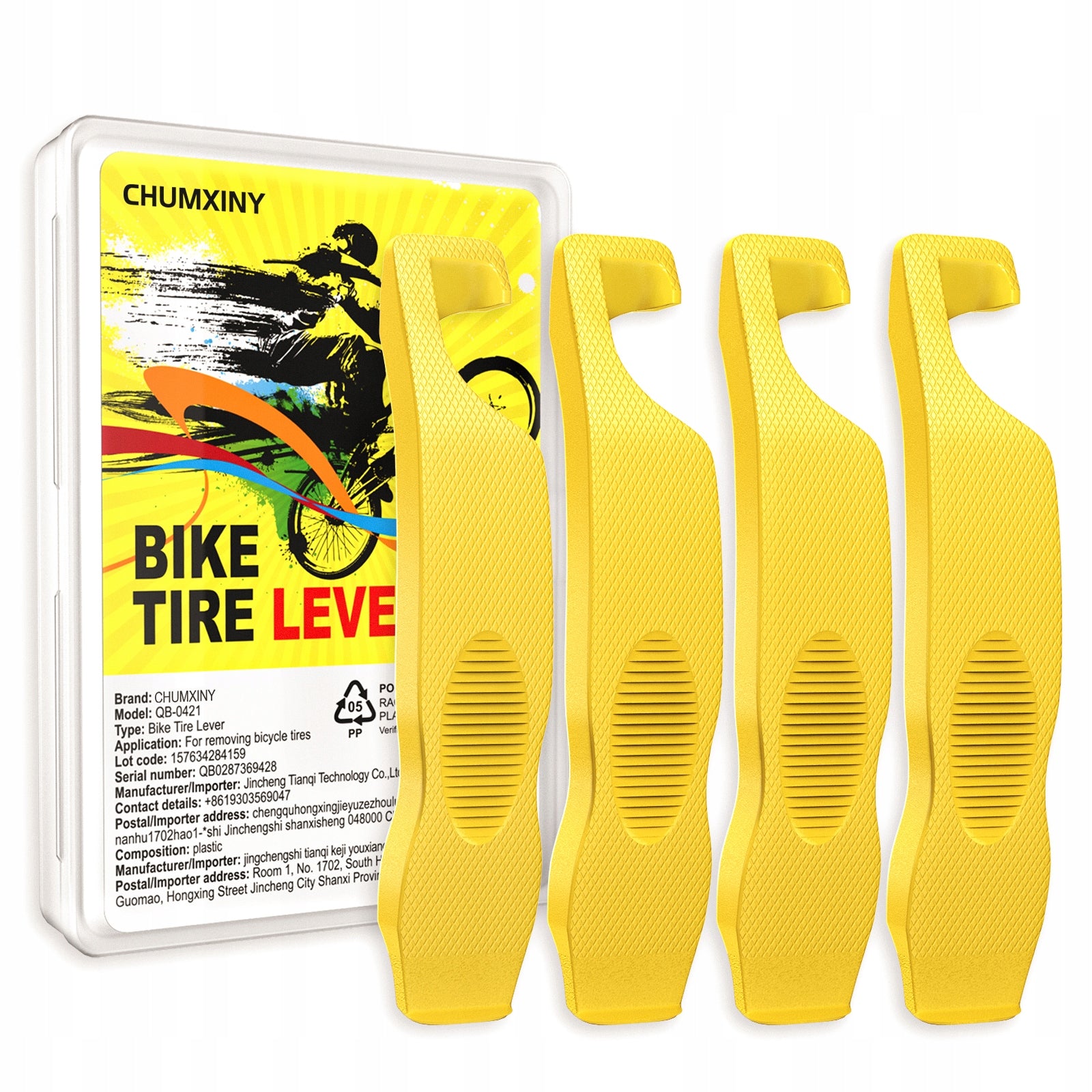 4 Bicycle Tire Removal Spoons with Hook, Fiber Reinforced