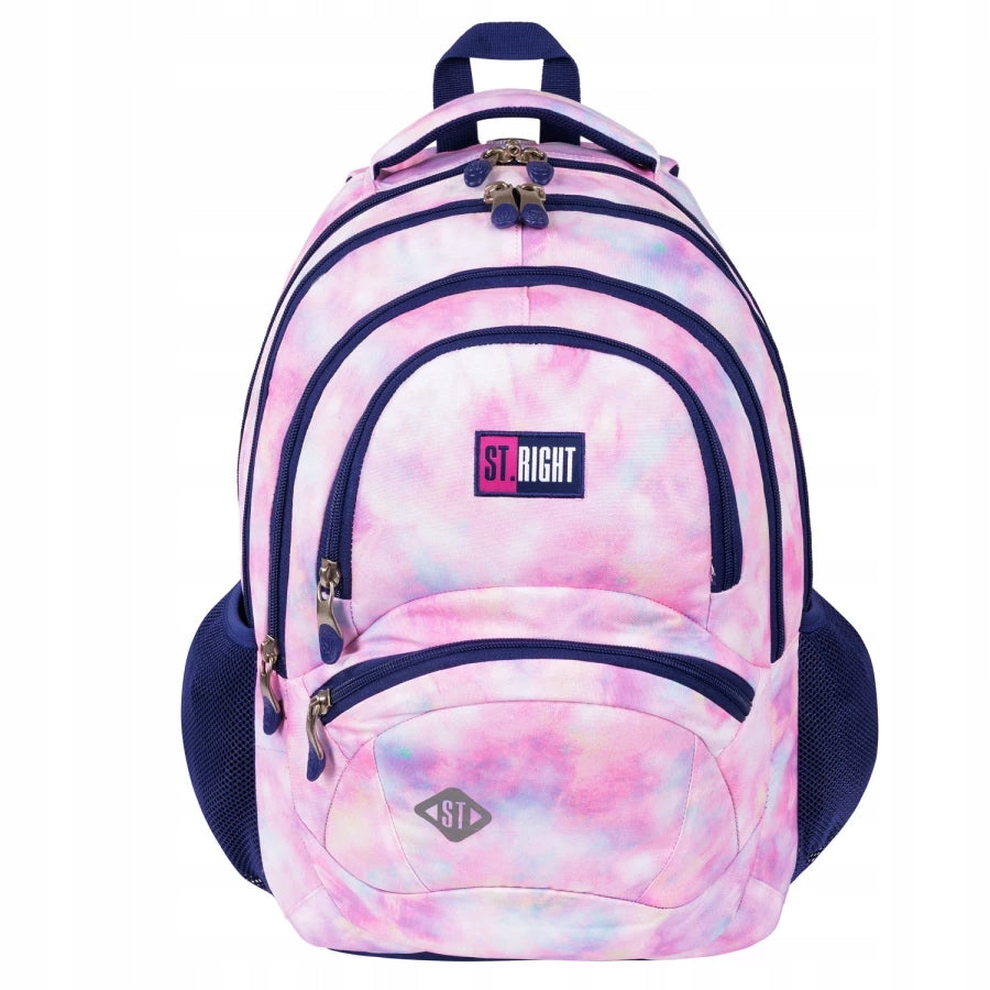 4-CHAMBER SCHOOL BACKPACK FOR GIRLS PINK COLORFUL ST.RIGHT Packaging status original