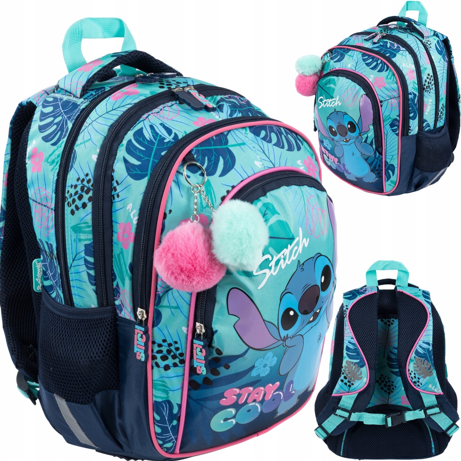 4-CHAMBER SCHOOL SATCHEL BACKPACK FOR GIRLS STITCH STAY COOL
