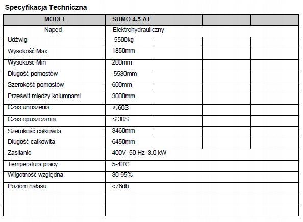 4-COLUMN DIAGNOSTIC LIFT SUMO 4.5AT EAN (GTIN) 5906480740731