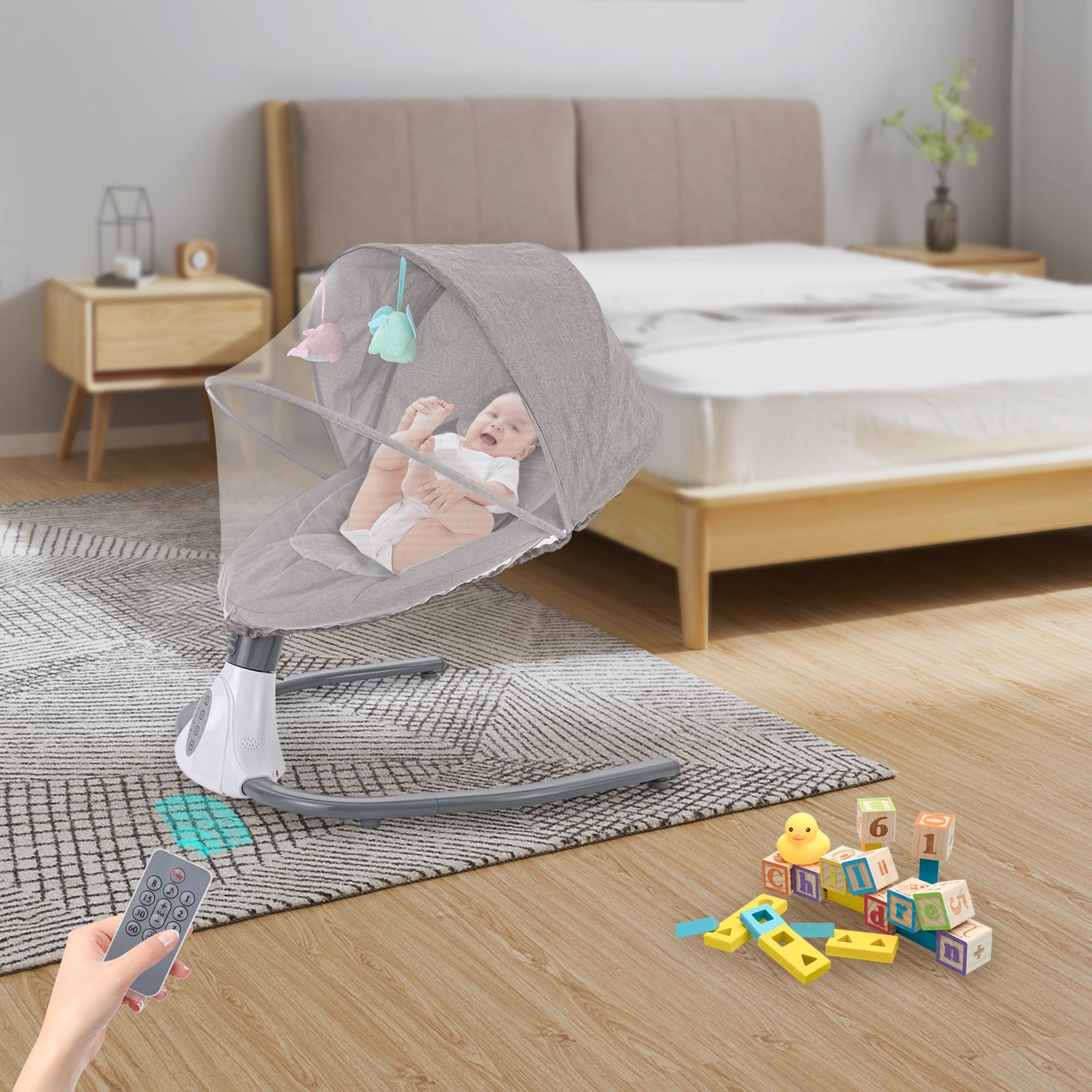 4 Gear Electric Baby Swing 18kg Load Remote Timer For 0-18 Months Infant Manufacturer code 743169237657