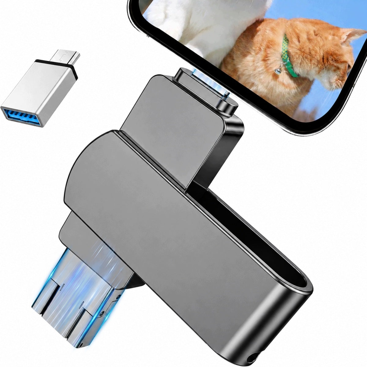 4 IN 1 512GB USB FLASH DRIVE METAL USB-C USB MICRO-USB IOS Color black