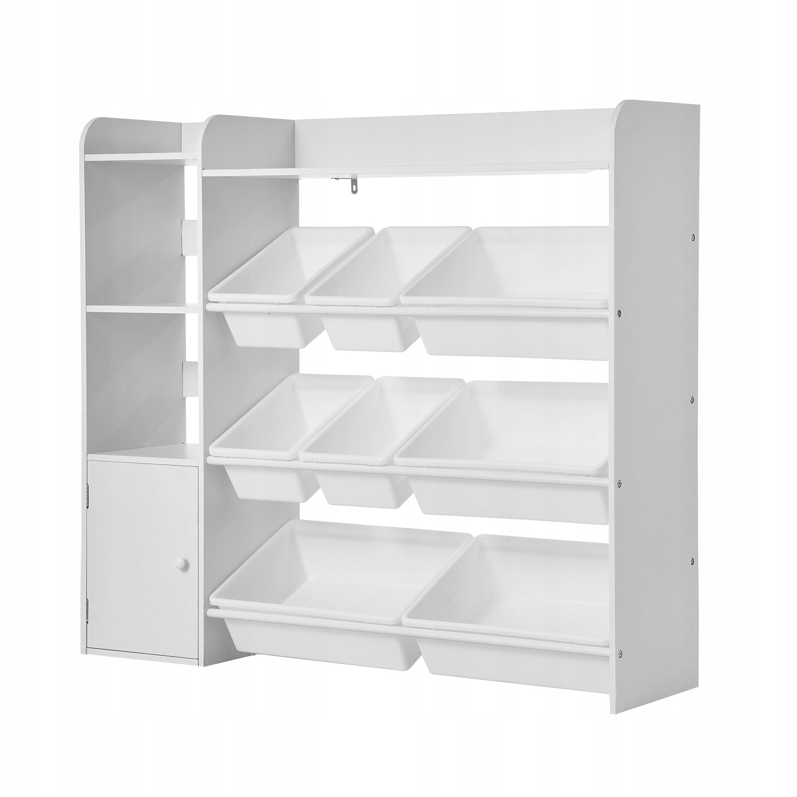 4-Level Multifunctional Toy Rack with 8 Plastic Containers