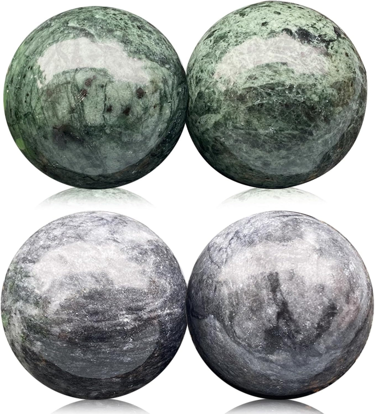 4 MASSAGE BALLS QI GONG JADE BLACK-GREEN RELAXATION