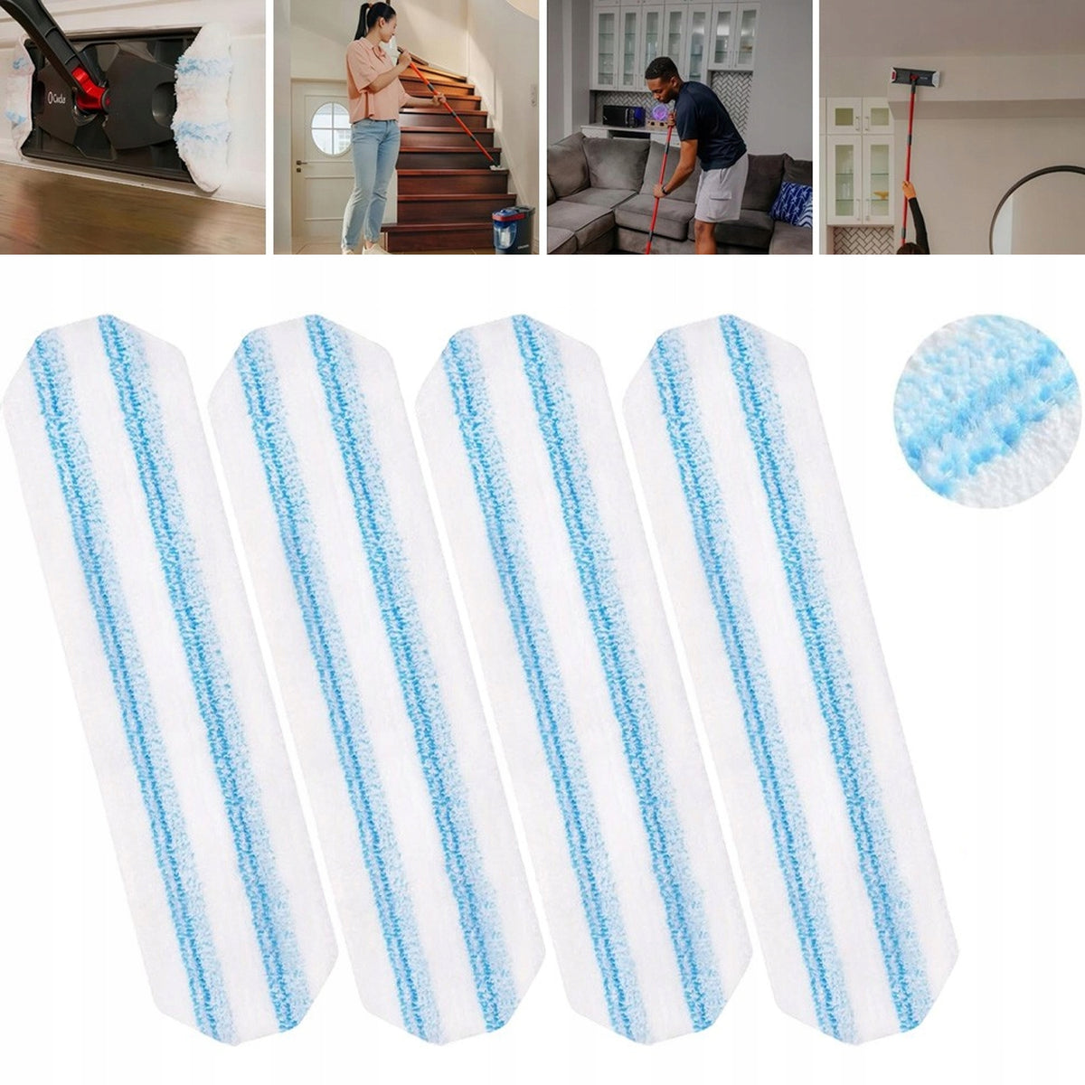 4 MICROFIBER CLOTHS FOR FLAT MOP EASY REPLACEMENT CAN BE WASHED