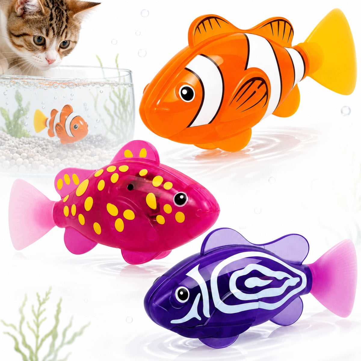 4 PCS FLOATING TOY ROBOT FISH SET, LED LIGHT, NON-TOXIC