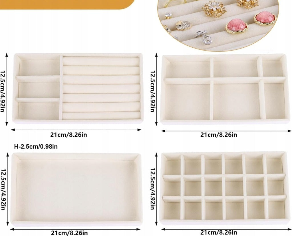 4 PCS JEWELRY DRAWER ORGANIZER EARRINGS BRACELET RINGS Packaging status original