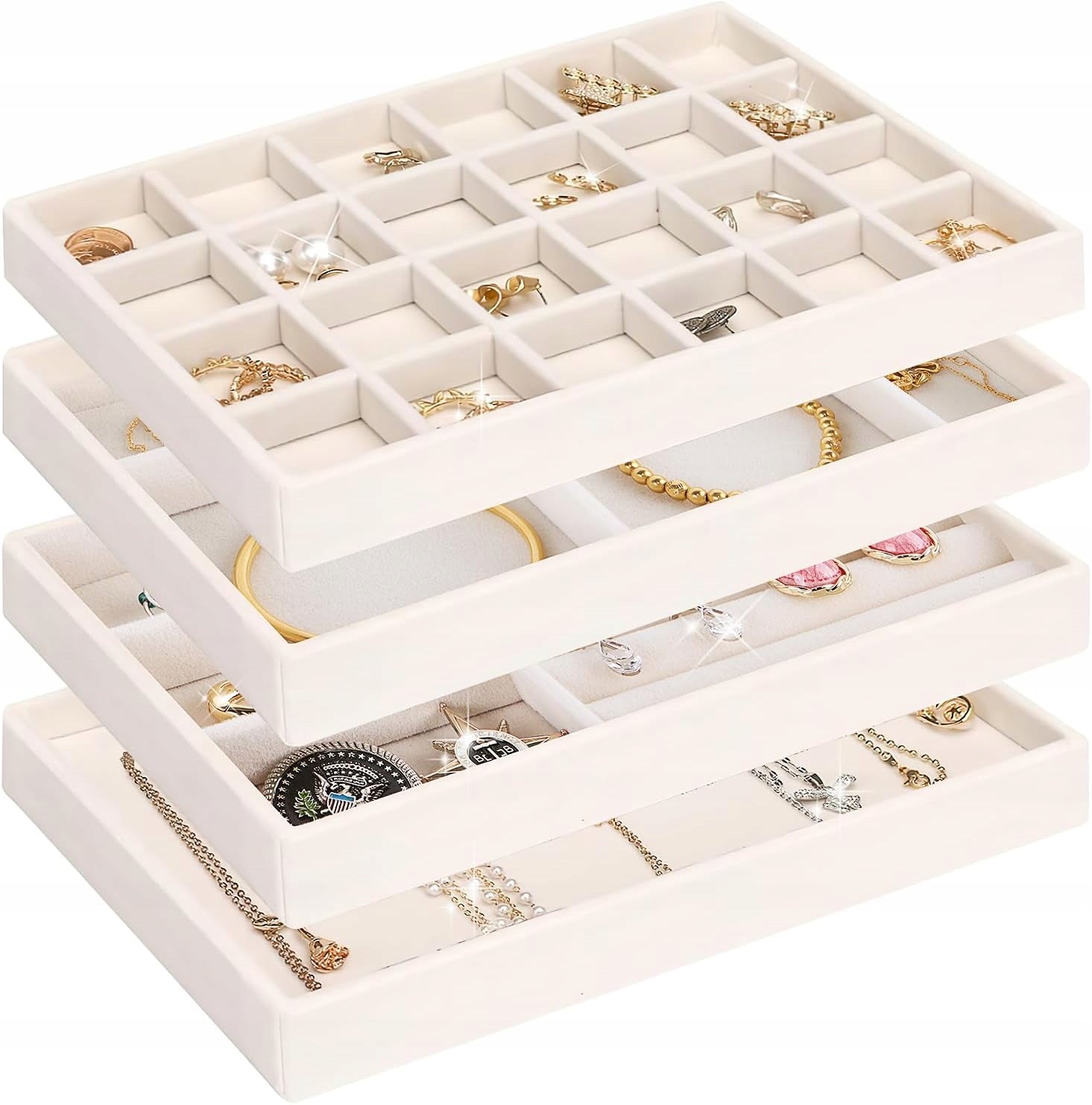4 PCS JEWELRY DRAWER ORGANIZER EARRINGS BRACELET RINGS