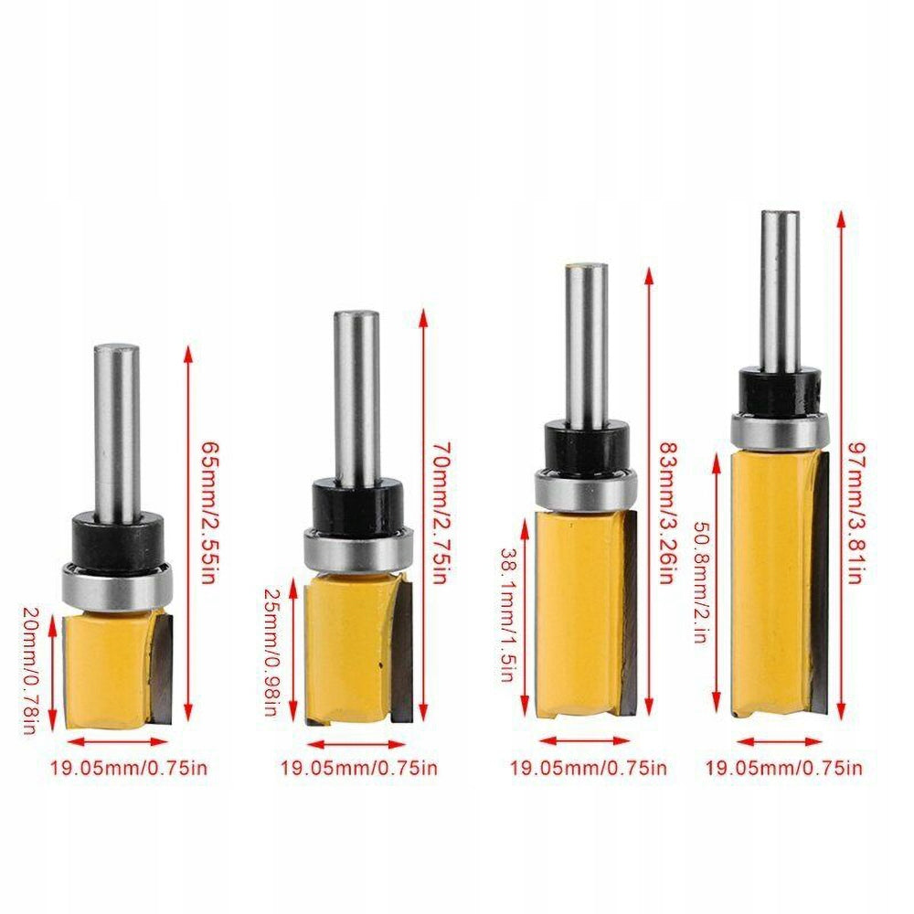 4 PCS STRAIGHT COPY CUTTER WITH 8MM SHANK BEARING FOR WOOD Brand no brand