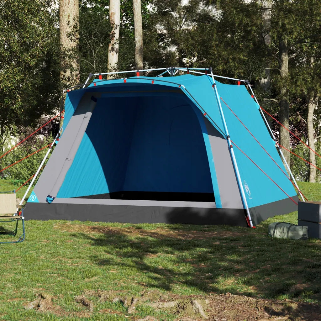 4-PERSON CABIN FAMILY TENT BLUE QUICK UNFOLDING Color blue