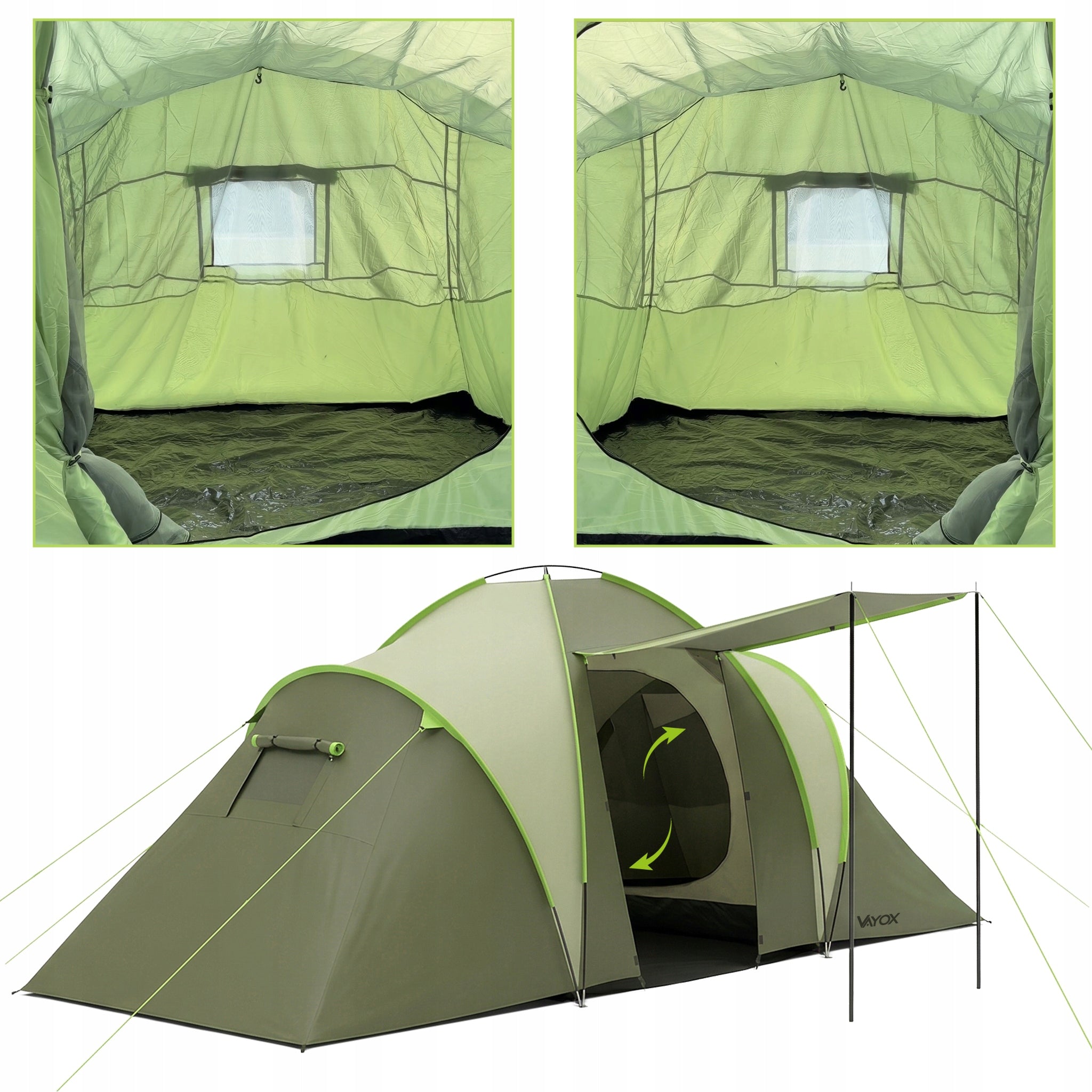 4 PERSON CAMPING TENT WATERPROOF FAMILY LARGE VAYOX Manufacturer code NAMIOT PRO PU4000MM 2 SYPIALNIE POKROWIEC