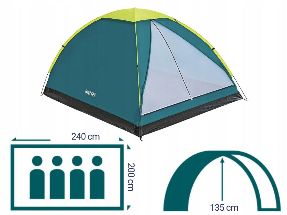 4-PERSON CAMPING TENT WITH TROPICS BESTWAY WANDER DOME Packaging status original