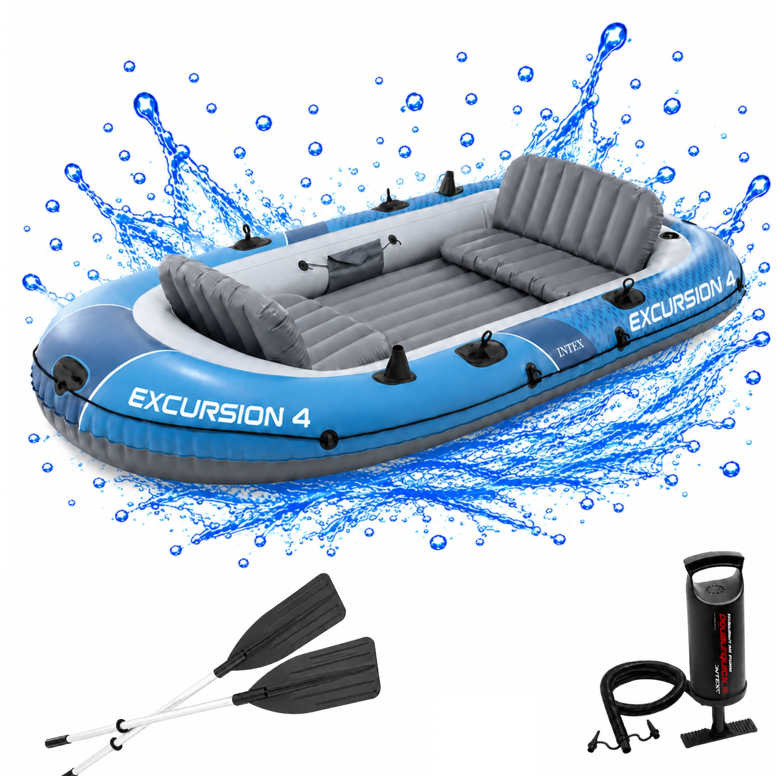 4 PERSON INFLATABLE PONTOON WITH PADDLES PUMP BAG 500KG FOR FISHING Length 1 cm