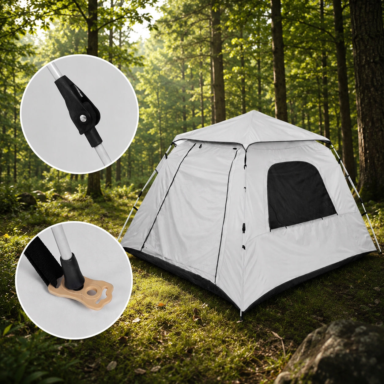 4 PERSON SELF-DECOMPOSING AUTOMATIC CAMPING TENT Waterproofness 1500 mm