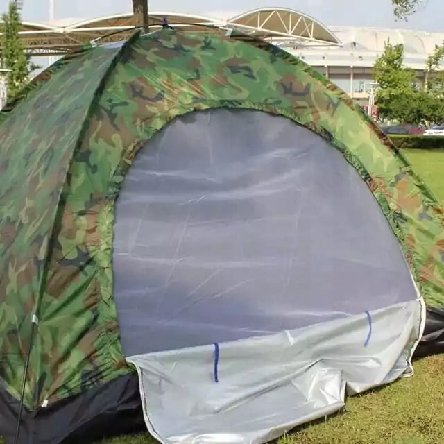 4 PERSON TENT WITH MOSQUITO NET CAMO TOURIST CAMPING WOOD RESISTANT Brand Cantebia