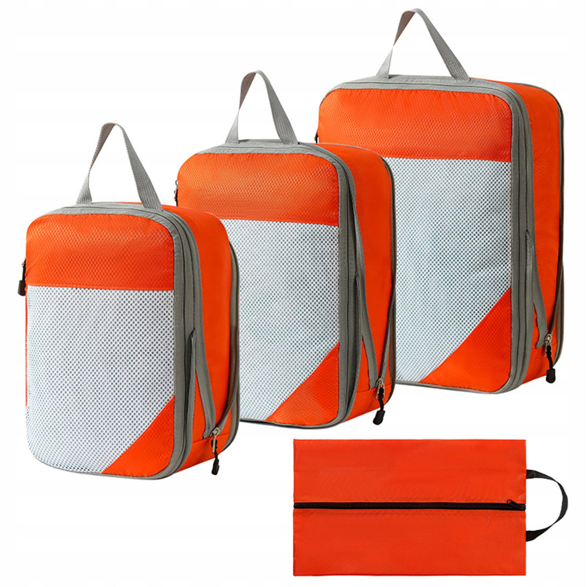 4-PIECE BAG SET – MADE OF THICKENED FABRIC FOR TRAVEL ORANGE Packaging status original