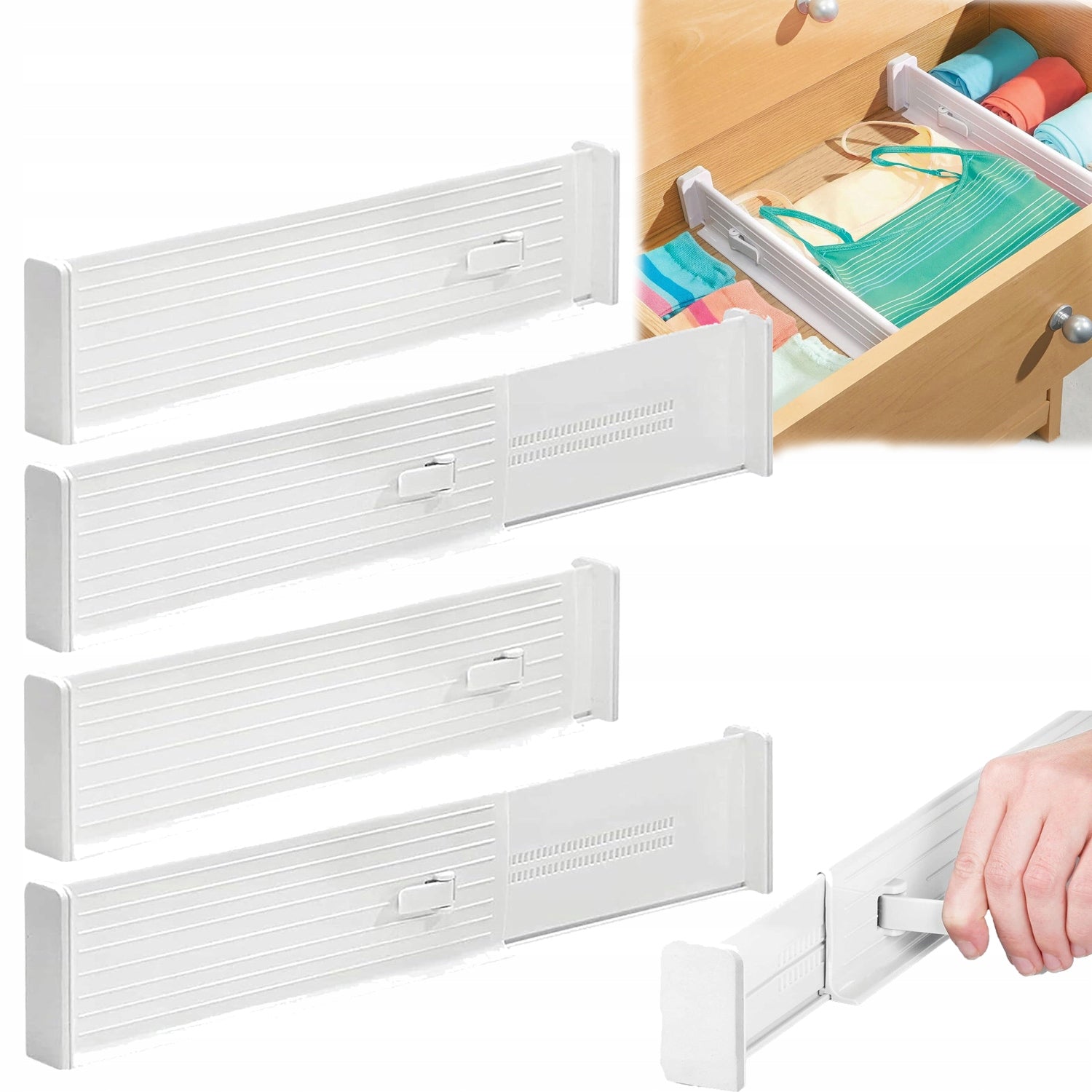 4 PIECES DRAWER COMPARTMENT ORGANIZER ADJUSTABLE BEDROOM OFFICE