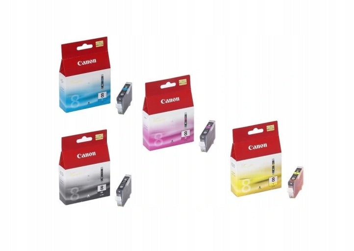 4 PIECES OF ORIGINAL CANON CLI-8 BK/CM/Y INKS