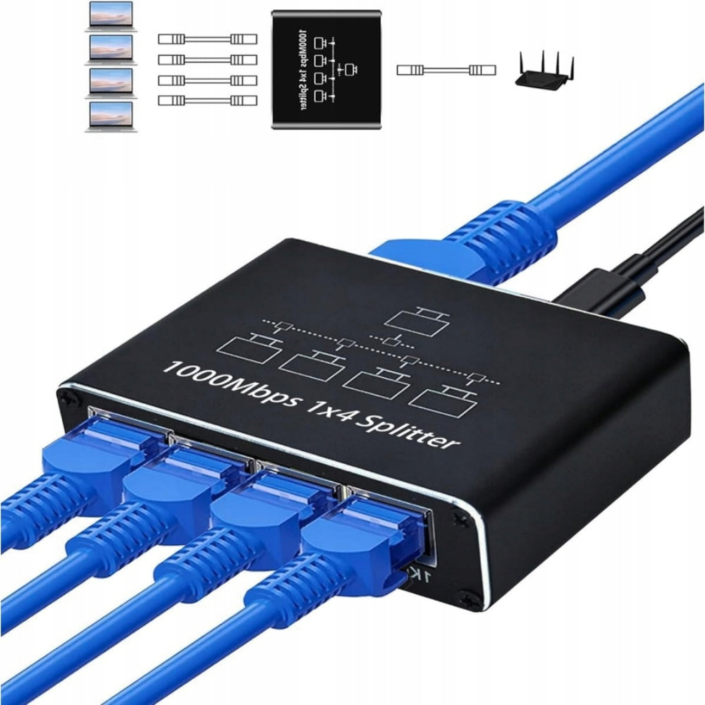 4-PORT SWITCH GIGABIT SPLITTER SWITCH 10/100/1000 Mbps