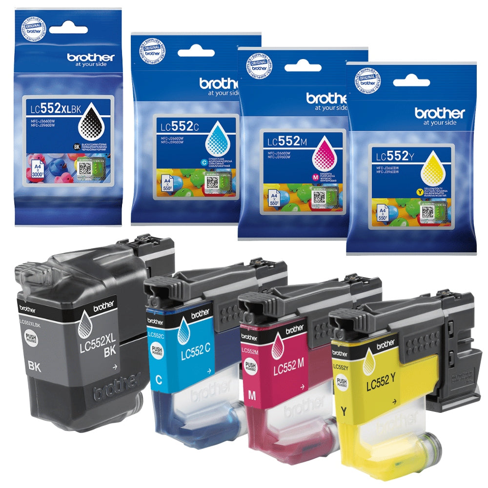 4-Pack Ink LC552XLBK + LC552 CMY Brother MFC-J3660DW MFC-J3960