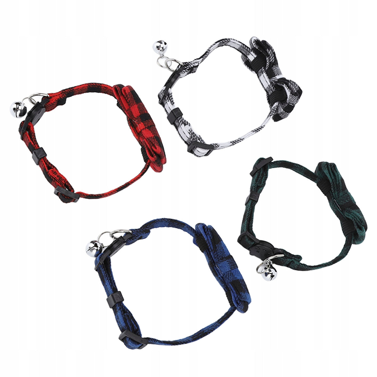 4 Pcs Plaid Pet Collar Detachable Comfortable NT Buckle