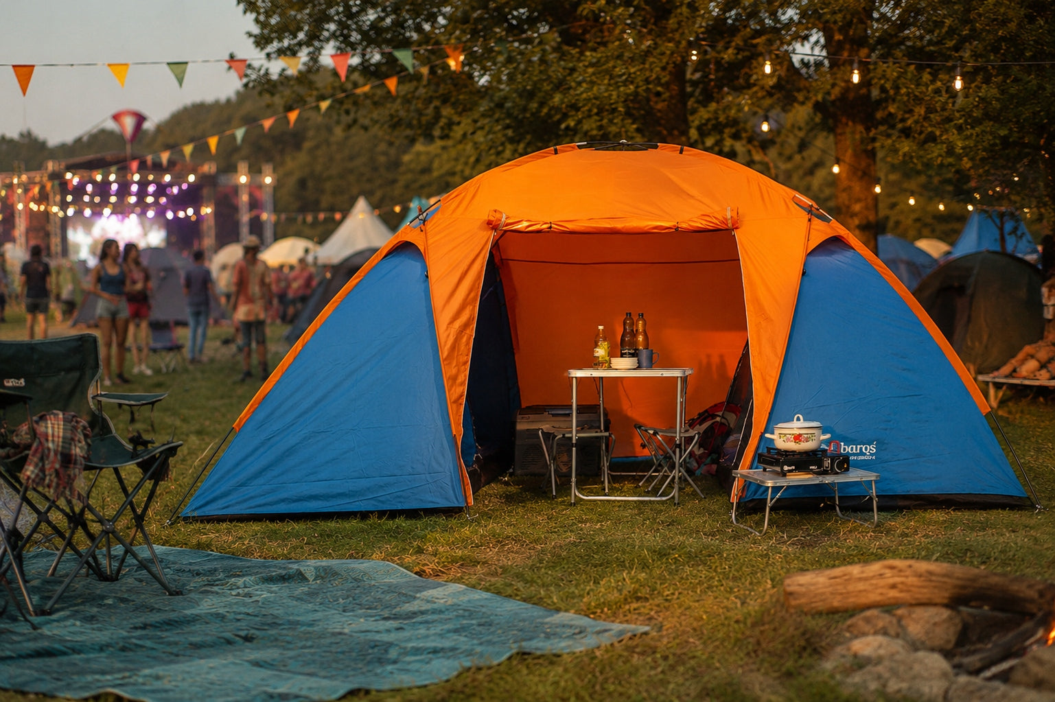 4-Person Tourist Tent with Vestibule Large Family 2 Bedrooms Brand AbarQs