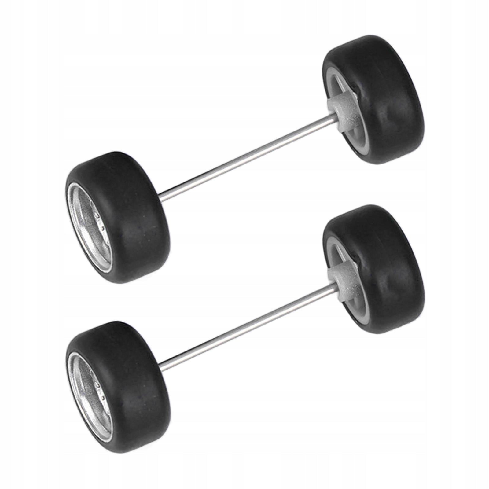 4 Pieces 1/64 Scale Modified Tire with Round Rod Axles Replacement Argent A