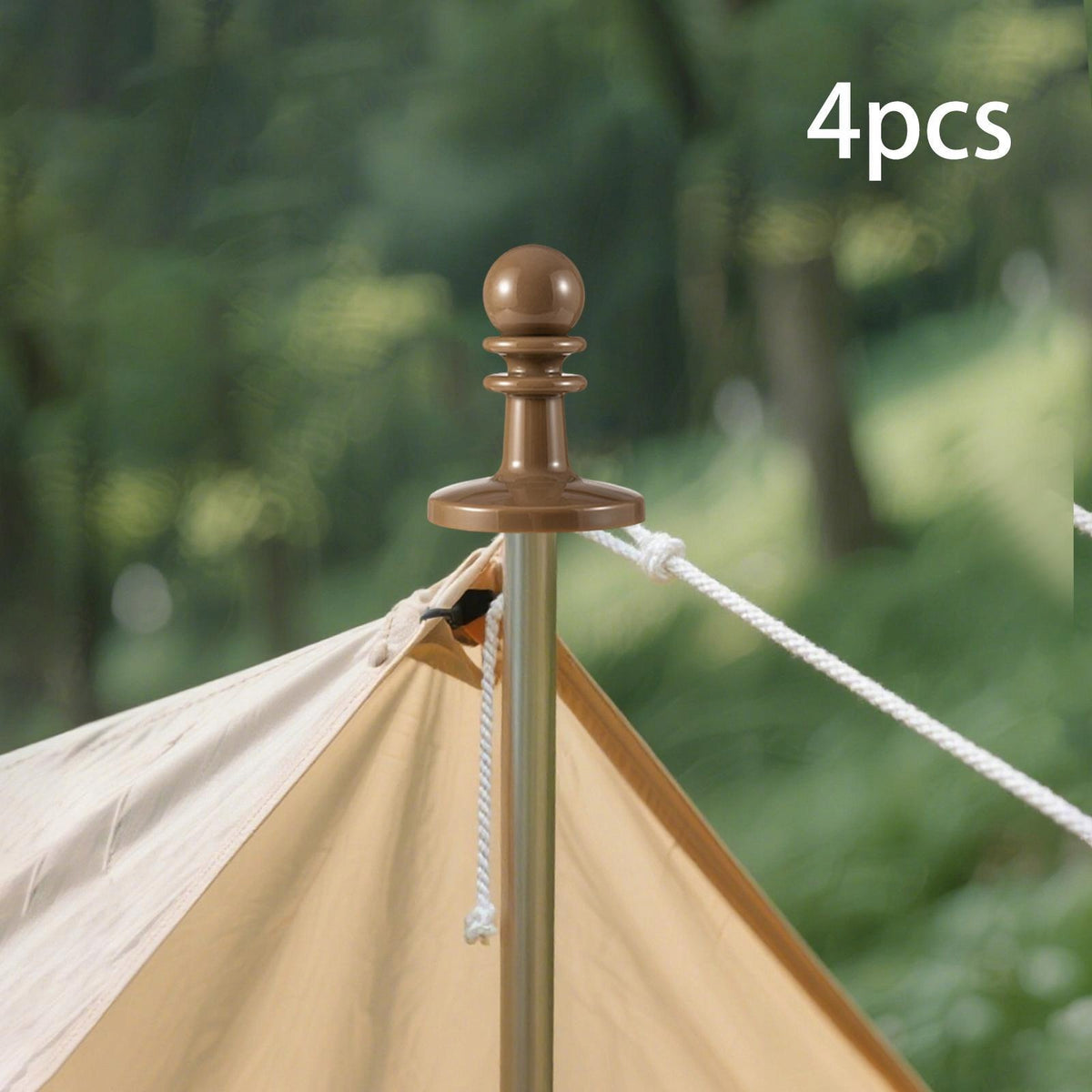 4 Pieces Camping Tarpaulin Pole, Lightning Protection Pole Tip Cap, Khaki