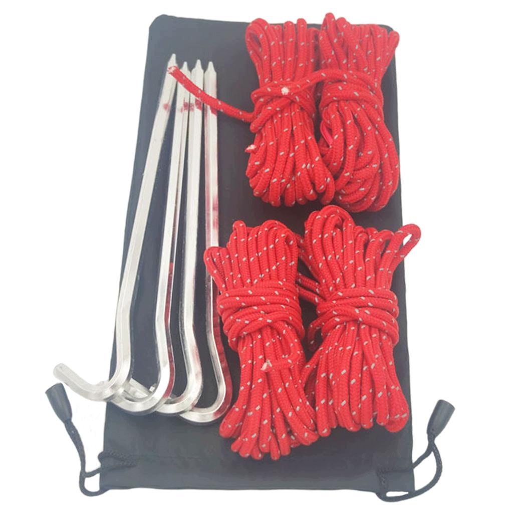 4 Pieces Guyline Tent Rope Reflective Cord Tensioner Paracord with Red