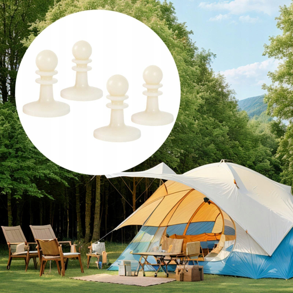 4 Pieces Tent Pole Lightning Caps Luminous Tip Cap Insulation Material
