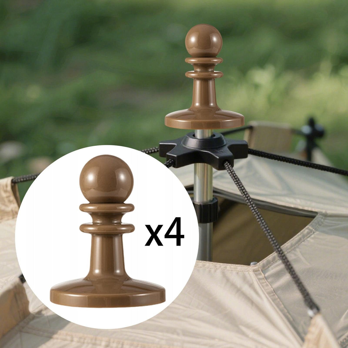 4 Pieces Tent Pole Protection Cover Awning Rod Pole Thunder Protector Khaki