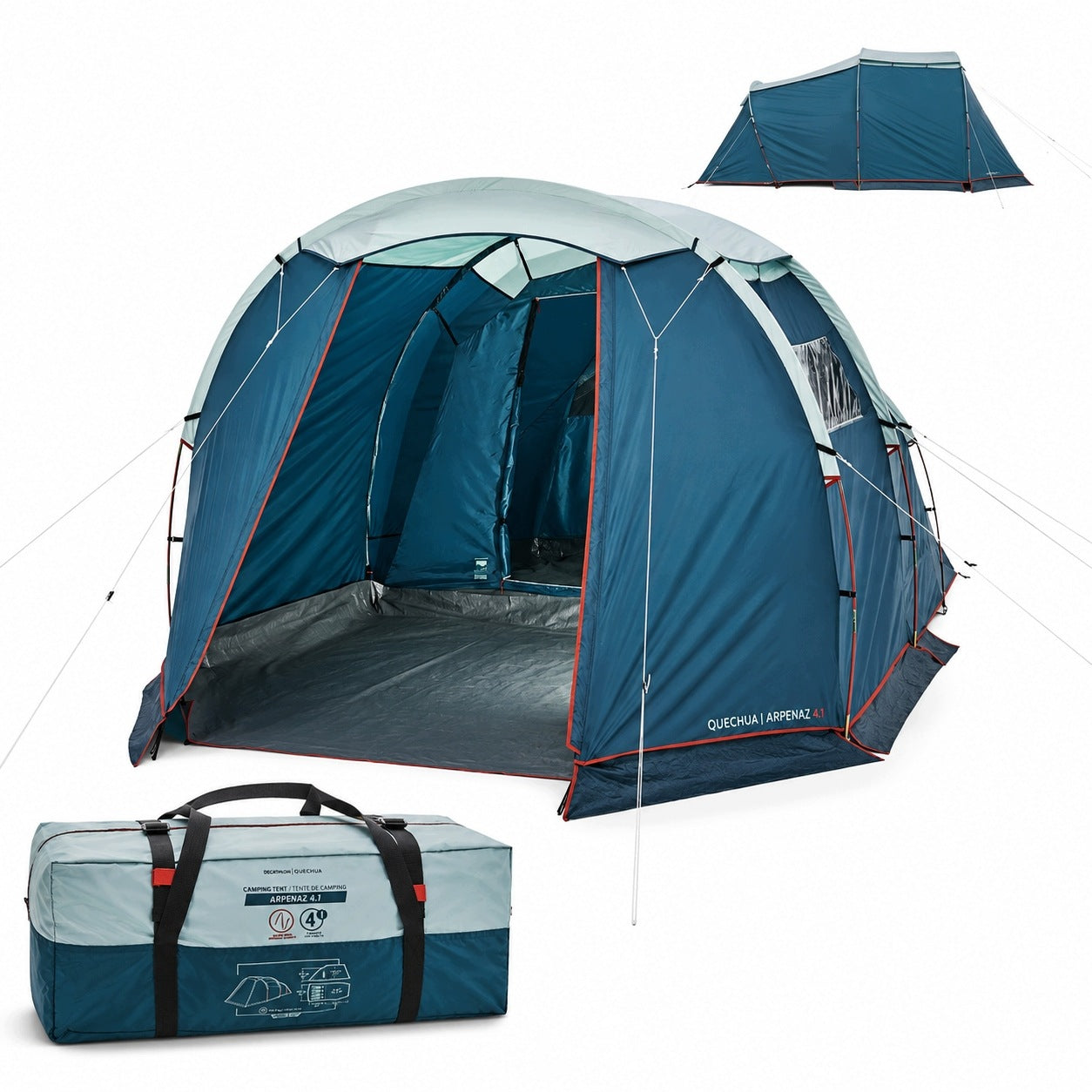 4 SEATER CAMPING TENT WITH VESTIBULE 5m² WATERPROOF FAMILY