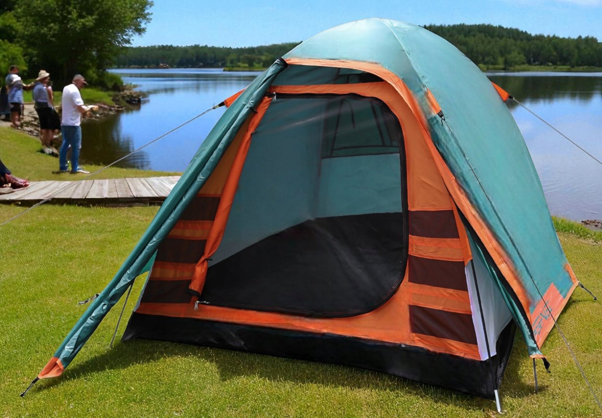 4 SEATER FAMILY TENT WATERPROOF 4000mm TROPICAL MOSQUITO NET SPORTVIDA Color green