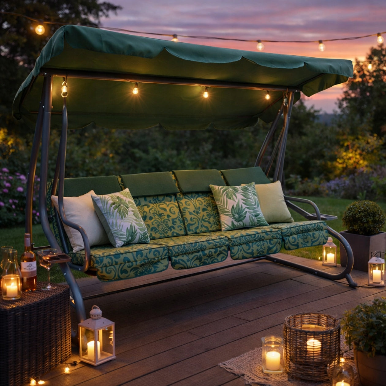 4-SEATER FREESTANDING ROCKING GARDEN SWING WITH CANOPY Line HUŚTAWKA BUJANA OGRODOWA RODZINNA