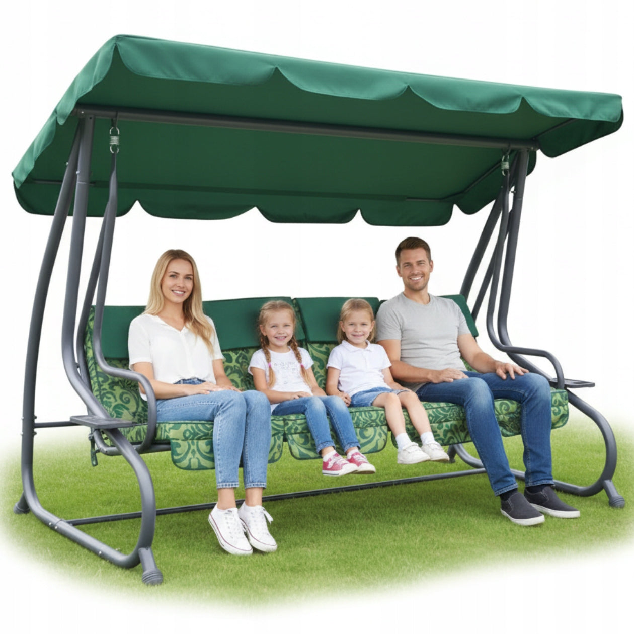 4-SEATER FREESTANDING ROCKING GARDEN SWING WITH CANOPY