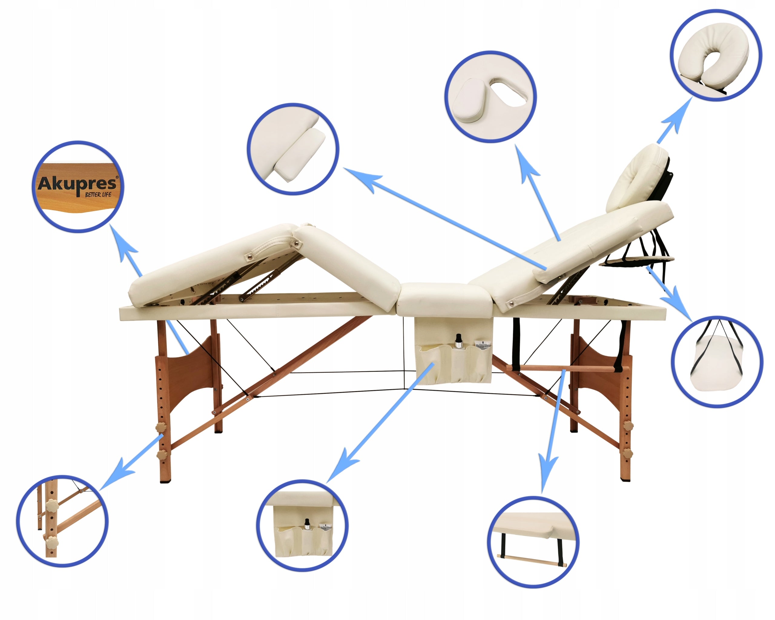 4 SEGMENT BED MASSAGE TABLE AURORA FOLDING PORTABLE BAG AKUPRES Brand Akupres