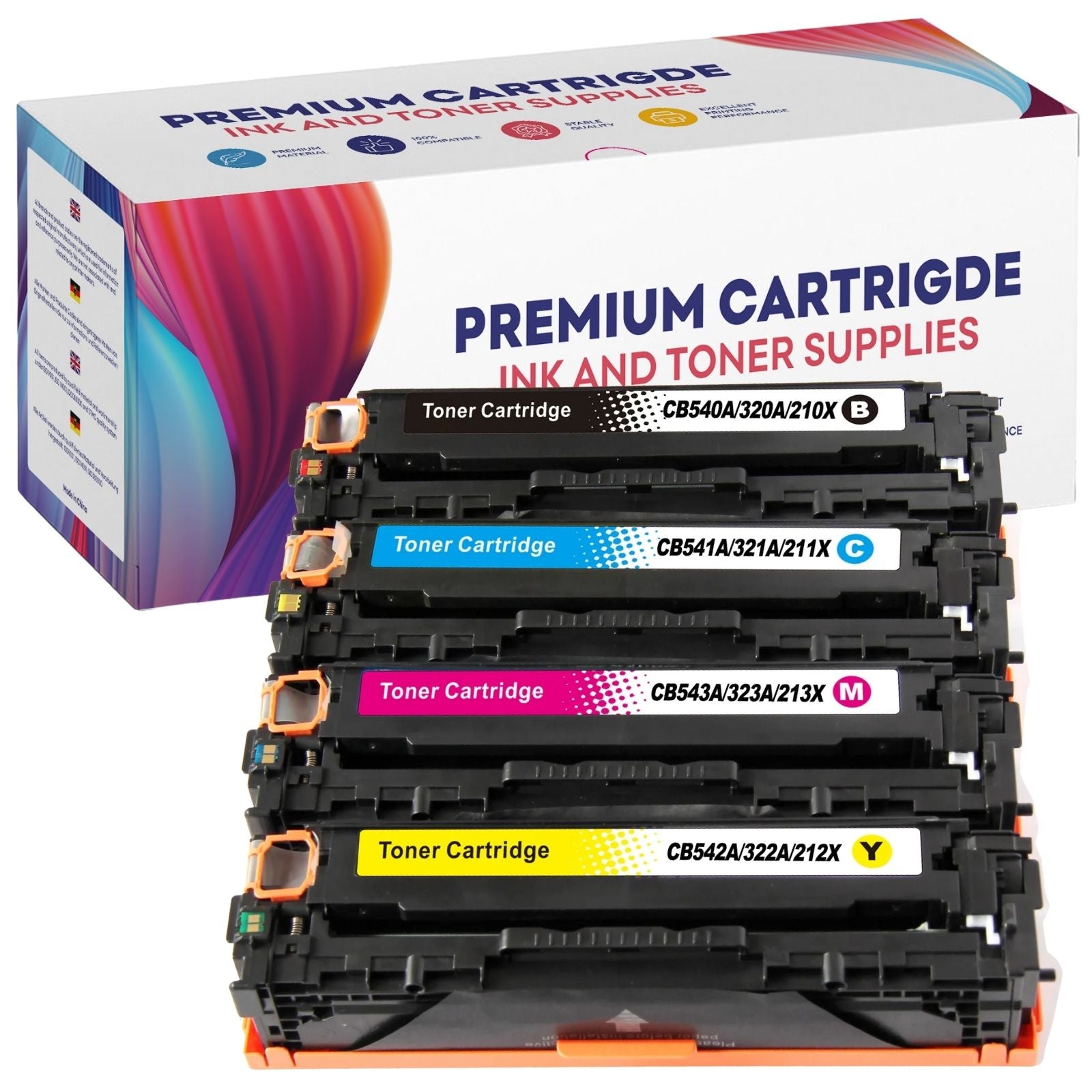 4 TONER CARTRIDGE FOR HP CB540A CB541A CB542A CB543A CM1312