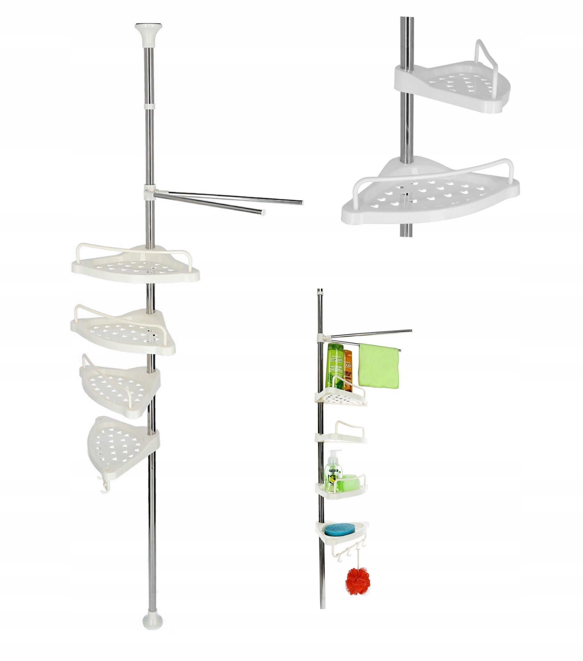 4 Tier Bathroom TELESCOPIC Corner SHELF Brand Litigo