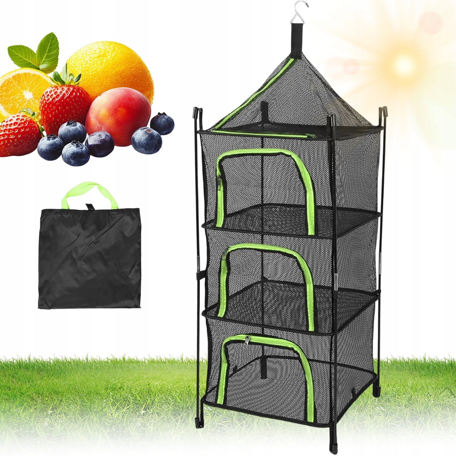 4-Tier Mesh Layer Hanging Dryer with Insect Protection
