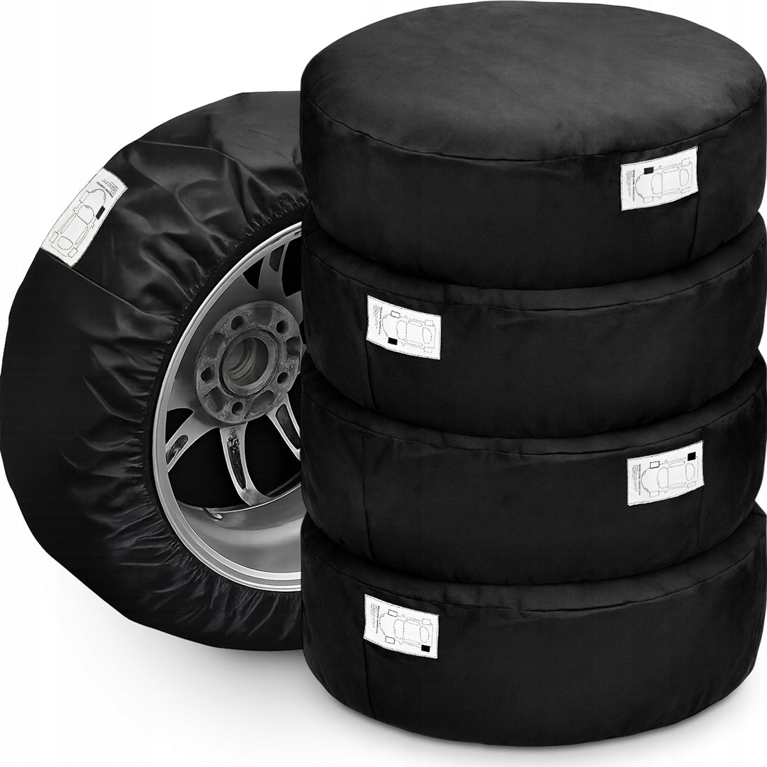 4 WHEEL TYRE COVERS RIMS 13-16 INCH PROTECTIVE WATERPROOF GARAGE SET