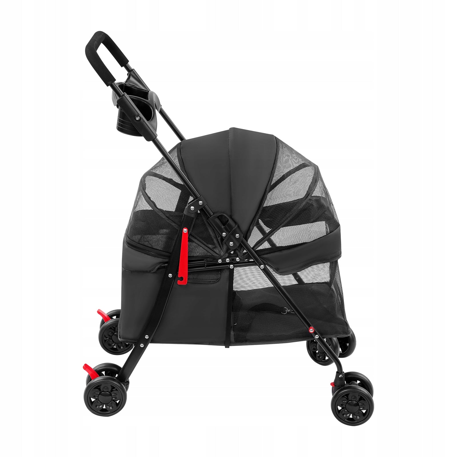4-Wheel Folding Pet Stroller Mesh Windows, Lightweight Pet Cart Brand no brand