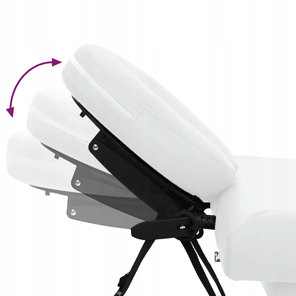 4-Zone Massage Table, Aluminum Frame, White Cream Color Kind folding table