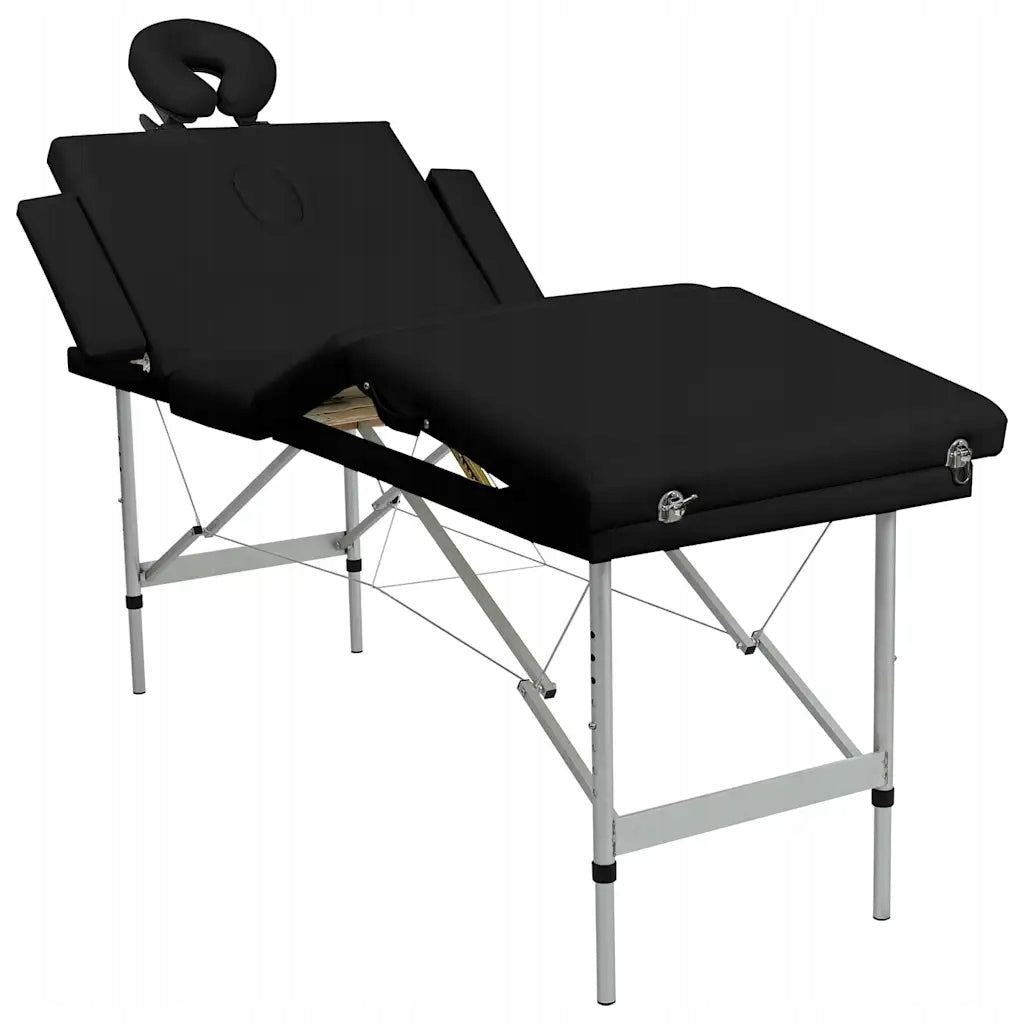 4-Zone Massage Table, Black, Aluminum Frame, 30mm Foam