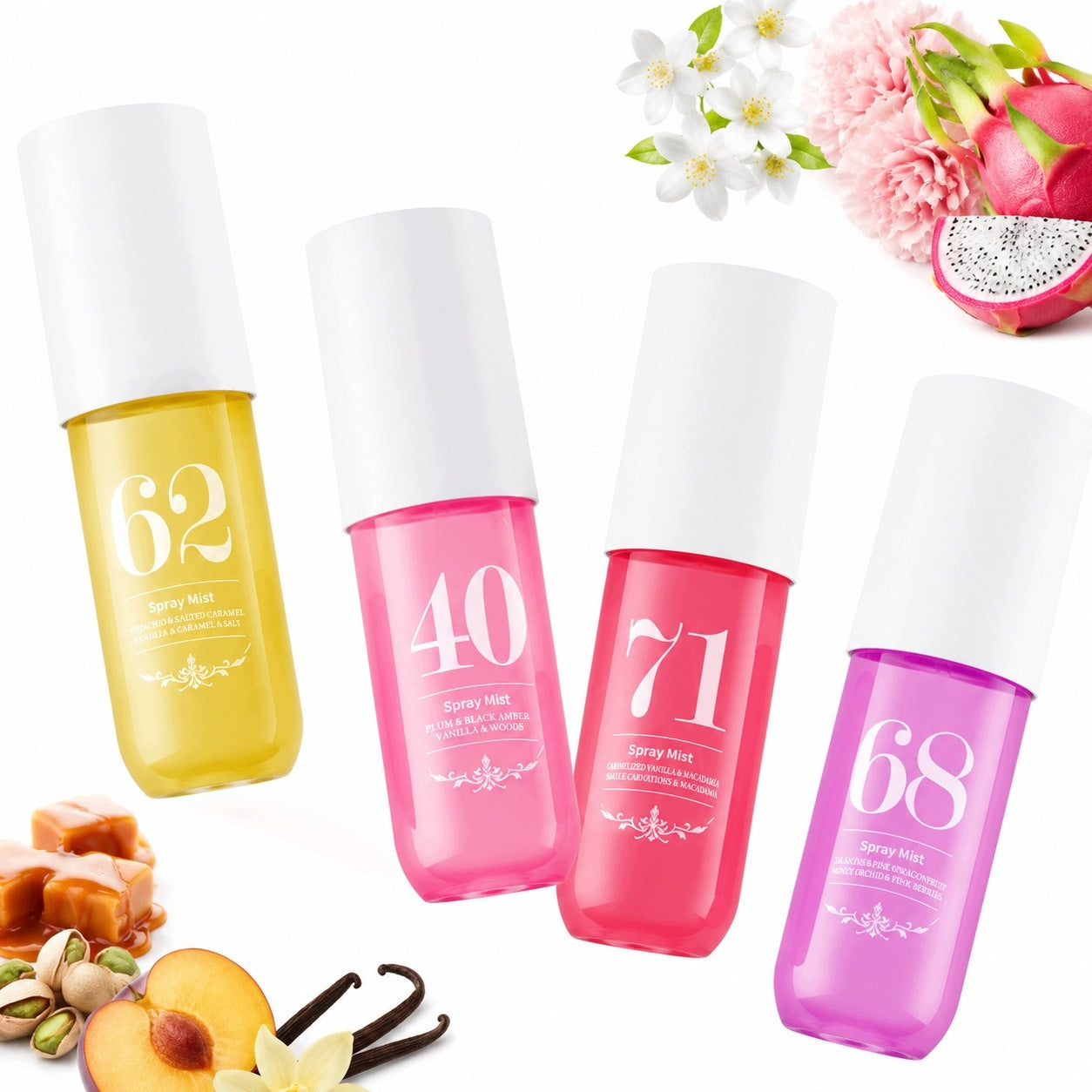 4 fragrance mists for women 90ml fruit for body and hair