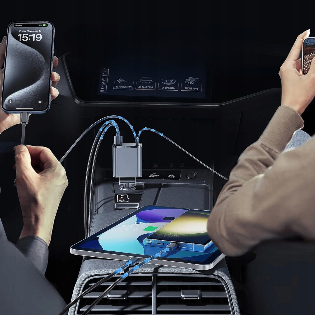 4 in 1 65W Car Charger, USB-C, PD 3.0 Lisen 1630